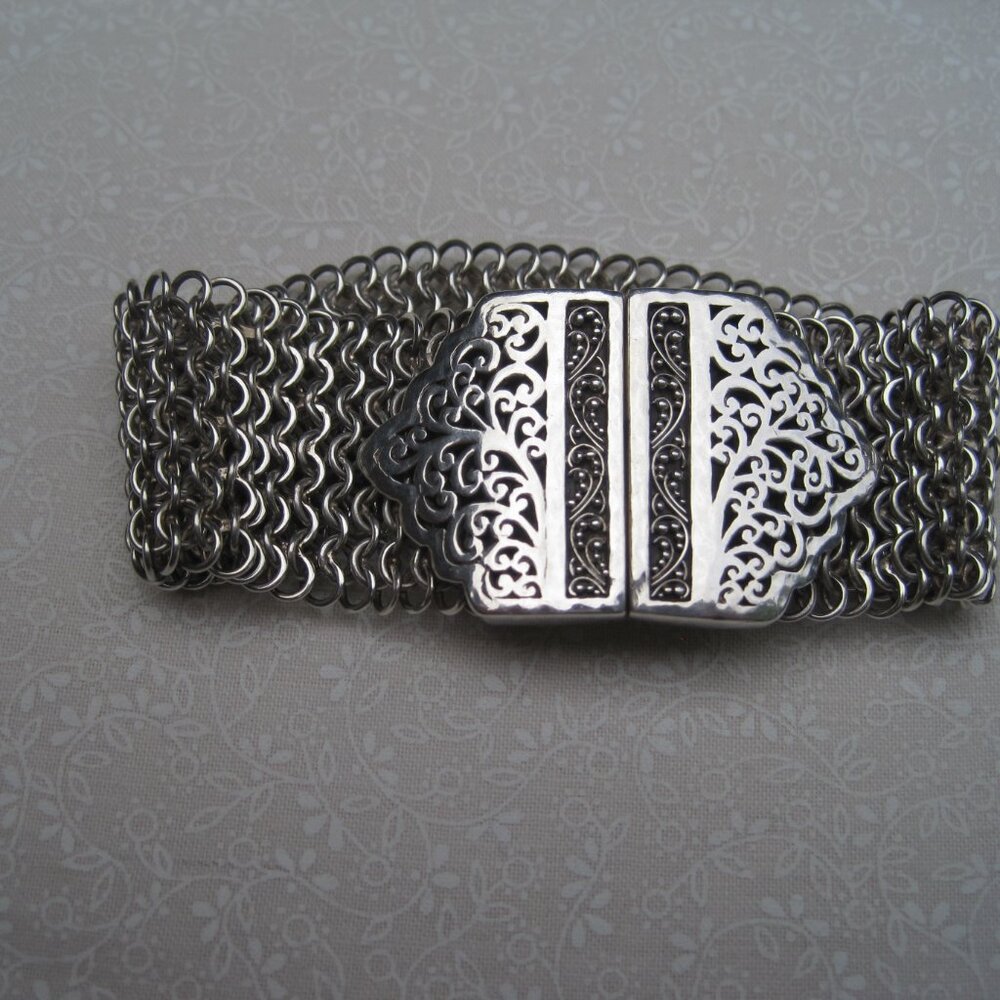Lois Hill bracelet sterling chainmail bracelet with stainless steel snap closure